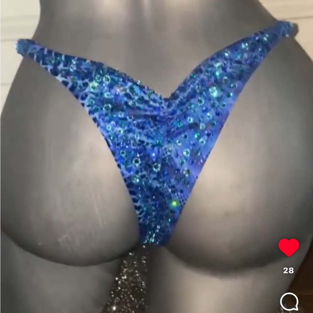 Blue Sequin Bikini Custom Competition Suit by Mrs. Guyton’s Suits